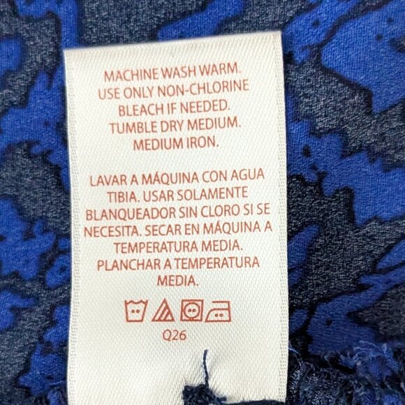 FADED GLORY Blue/Black Chiffon Pullover Top; Neck Laces; Roll-Tab Sleeve Size 2X - Picture 5 of 5